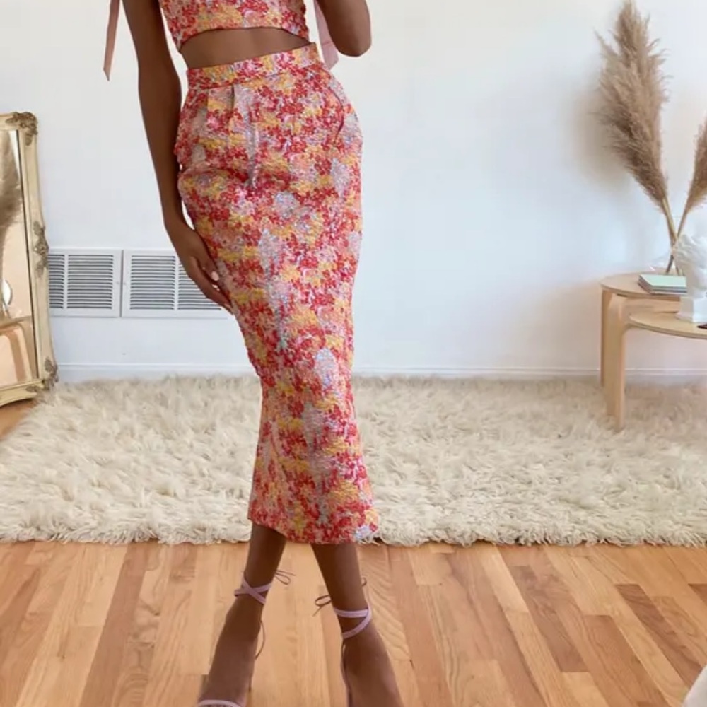 Lulus Ellarina Pink Multi Metallic Midi Skirt